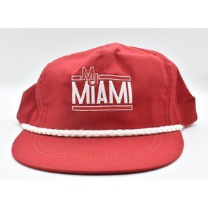 Vintage MU Miami University Redhawks Hat StrapBack Leather Classic Sportswear
